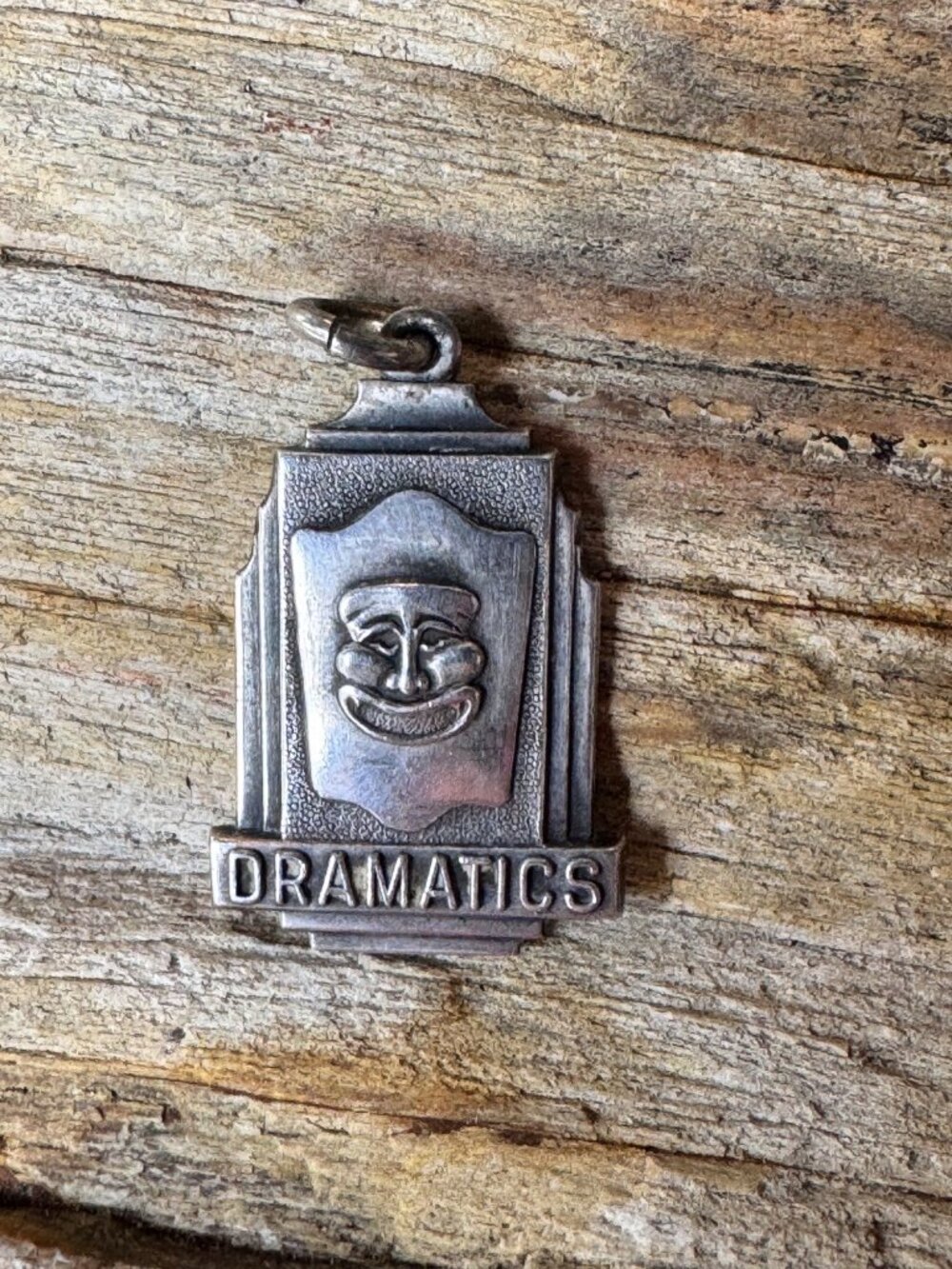 Sterling Silver DRAMATICS Charm Pendant Theater Mask Comedy Tragedy Vintage 6.8g
